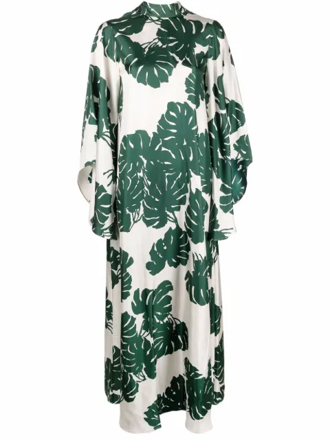 La DoubleJ Magnifico foliage-print silk dress White DRE0212SIL001MON0001