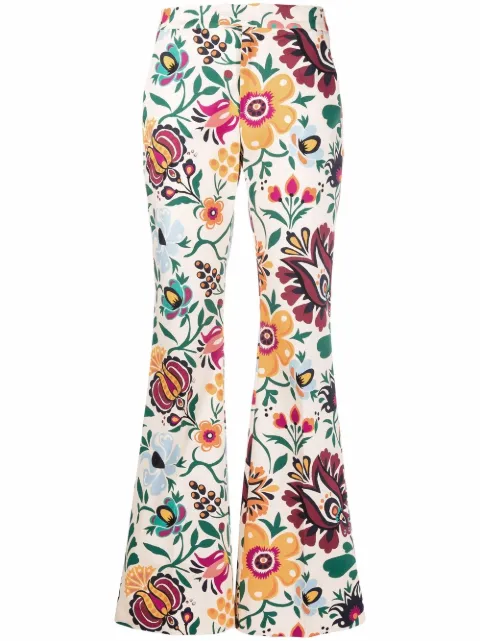 La DoubleJ graphic-print flared trousers Neutrals TRO0030COT006SEL0002