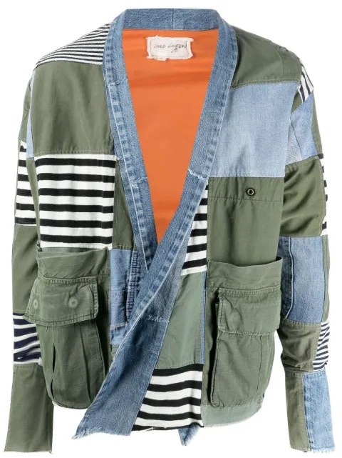 Greg Lauren open-front patchwork jacket Blue BM130