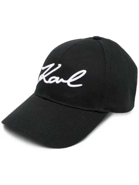 Karl Lagerfeld Signature organic-cotton baseball cap Black 205W3405999