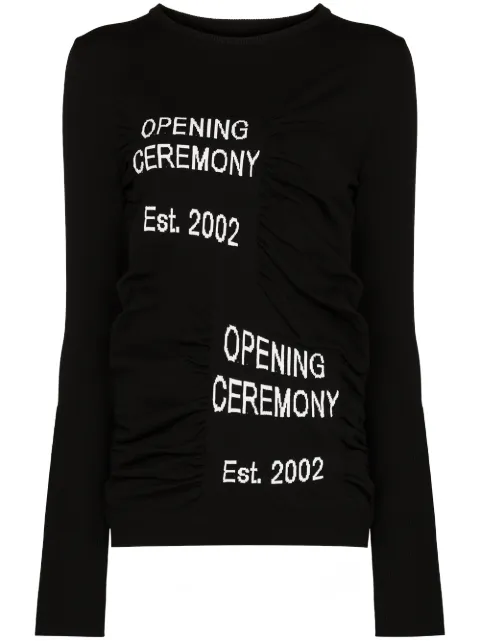 Opening Ceremony Box Logo crew-neck jumper Black YWHE012F21KNI0011003
