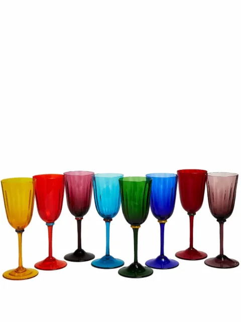 La DoubleJ Rainbow set of 8 wine glasses Blue GLA0007MUR001ASS0001