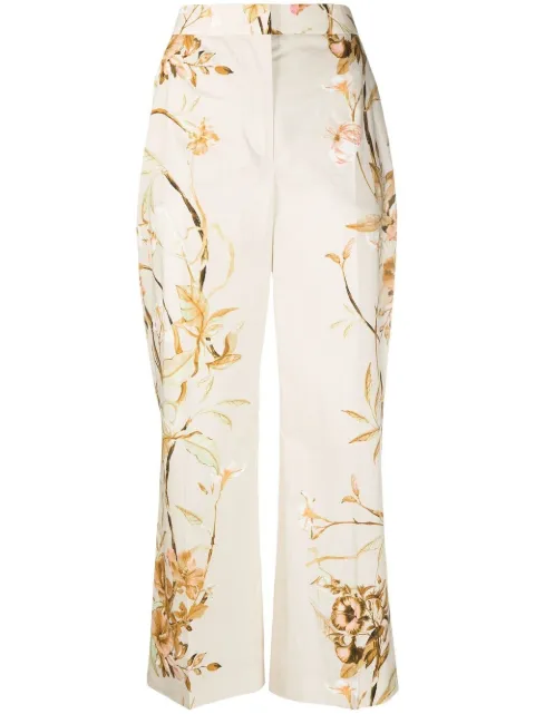 Alberta Ferretti high-waist floral print trousers Neutrals A03240147