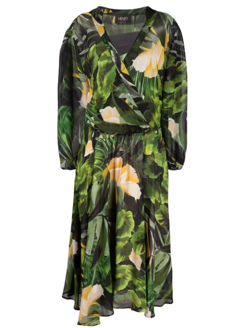 LIU JO tropical-print midi dress Green CA1066T2441
