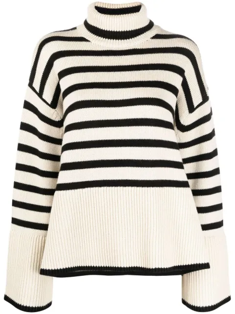 TOTEME striped roll neck jumper Neutrals 212562758876