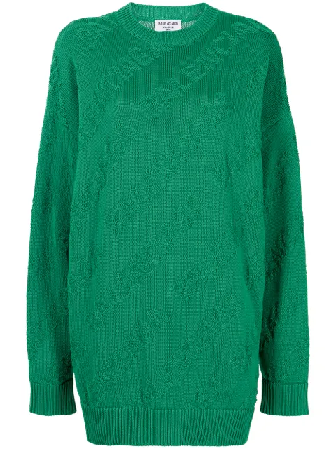 Balenciaga logo-intarsia oversized jumper Green 662917T3166