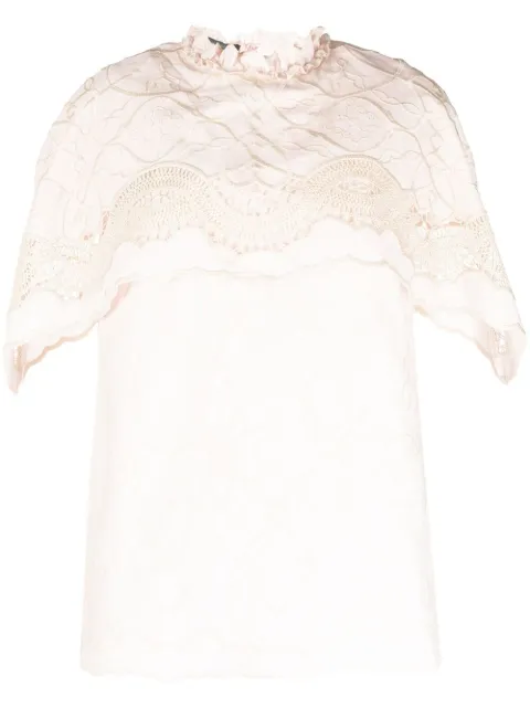 Alberta Ferretti embroidered short-sleeve blouse Pink AEF211M02080132
