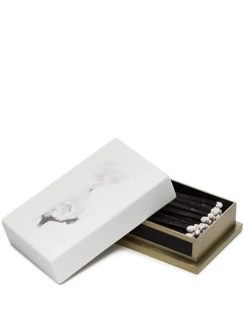 L'Objet illustrated porcelain matchbox White HFM100