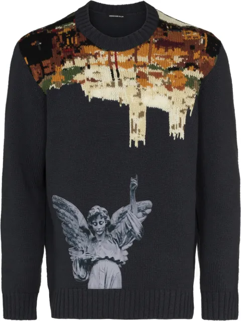 Undercover sculpture-print intarsia jumper Blue UC2A49014