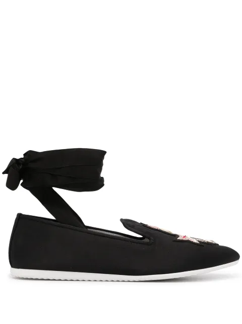 Joshua Sanders crest ankle-tie loafers Black 10264