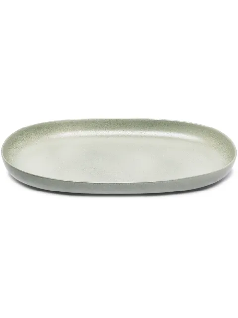L'Objet medium Terra oval plate Green TA665