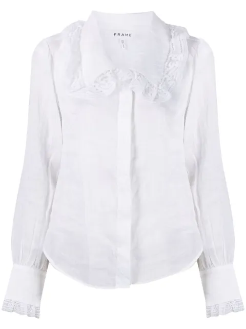 FRAME lace-detailed concealed shirt White LWSH2087