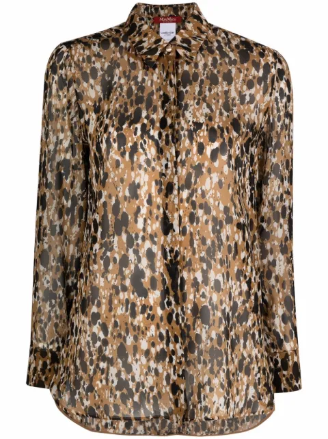 Max Mara abstract-print silk shirt Brown ZAFFO