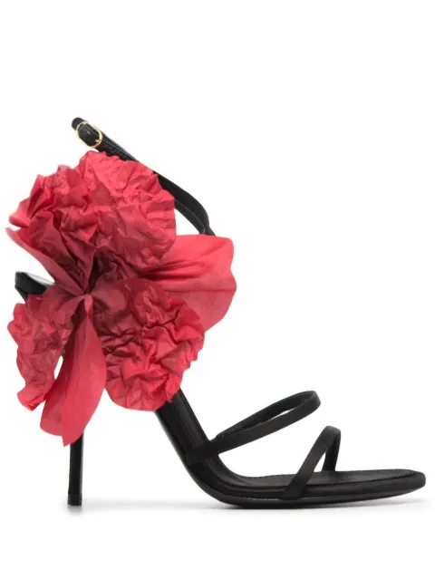 Dolce & Gabbana 110mm floral-appliqué sandals Black CR1140AO6098S574