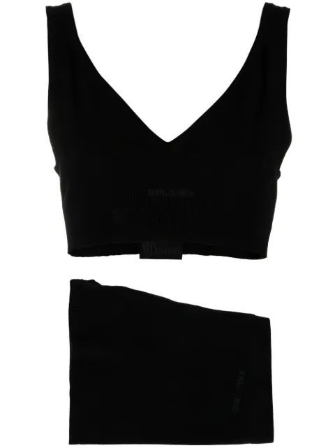 RED Valentino knitted crop top and shorts set Black RKZ00U5UY