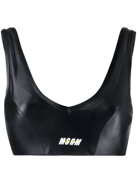 MSGM logo-print crop top Black 3045MDR01217251