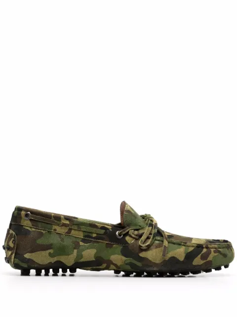 Scarosso James camouflage-print loafers Green JAMESDRIVCAMSUED