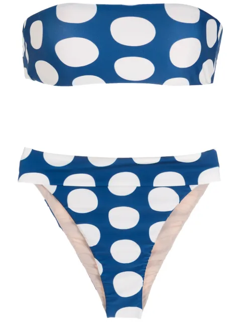Adriana Degreas Pois high leg swimsuit Blue BIHP054I21