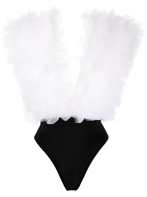 Alchemy x Lia Aram ruffled sleeveless bodysuit White LIA294
