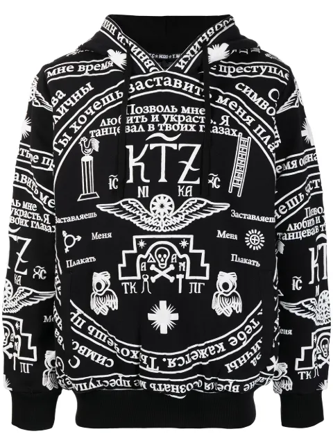 KTZ oversized church print hoodie Black AW21HDO2CH
