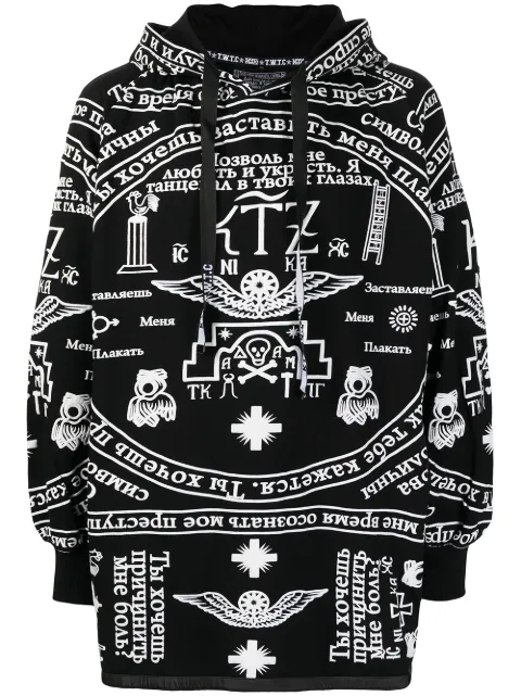 KTZ church print side zip hoodie Black AW21HD12CH