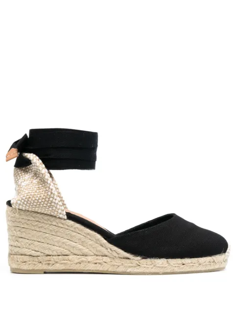 Castañer Carina lace-up wedge espadrilles Black CARINA6001