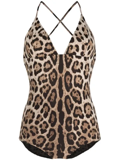 Dolce & Gabbana leopard print swimsuit Brown O9A73JFSGDM