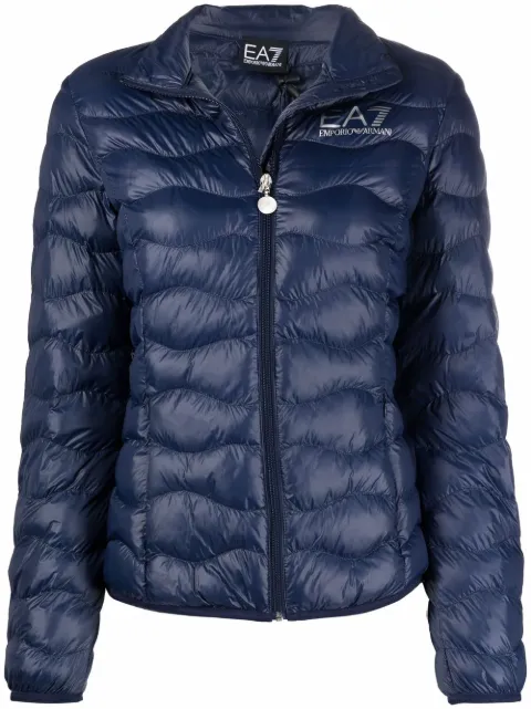 Ea7 Emporio Armani logo-print padded jacket Blue 8NTB21TN12Z