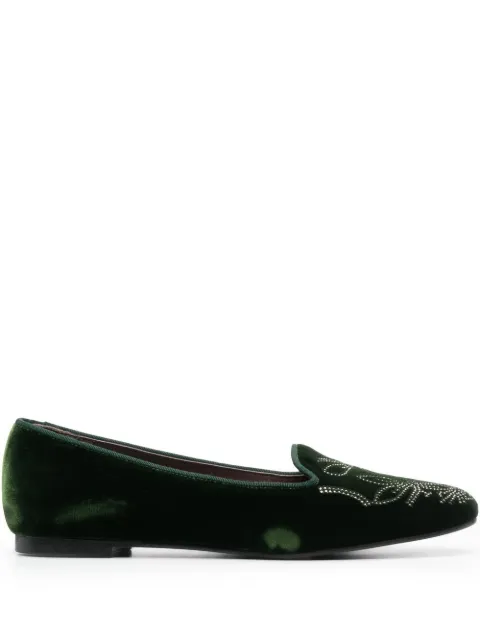 10 CORSO COMO studded velvet ballerina shoes Green CCCAS3VERDEBOSCO
