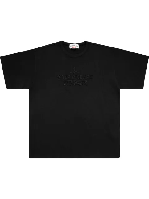 Supreme x Stone Island embroidered-logo T-shirt Black SU10085