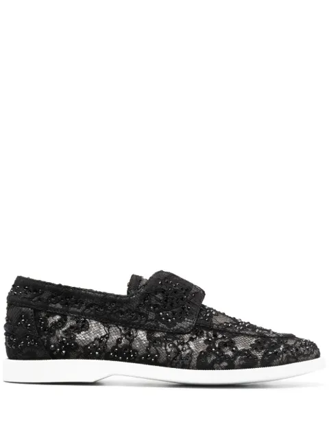 Le Silla lace embroidered loafers Black 5184S020M1PPLAC