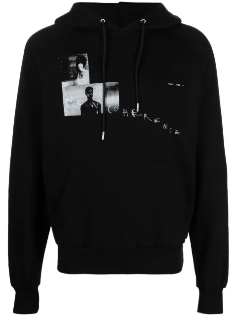 HELIOT EMIL graphic-print hoodie Black M08009C03