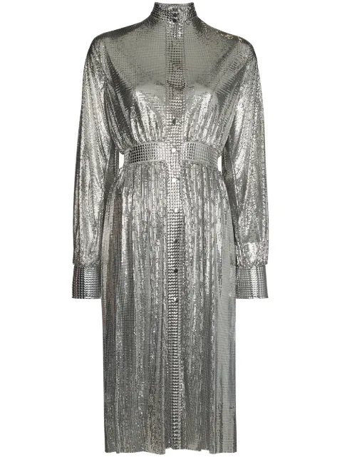 Rabanne high neck sequin mesh dress Silver 21AIRO358MH0123