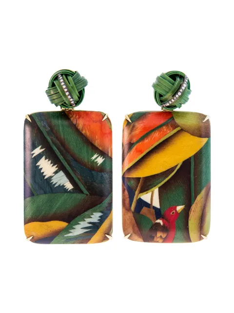 SILVIA FURMANOVICH 18kt yellow gold diamond Bird of Paradise drop earrings Green BR5983