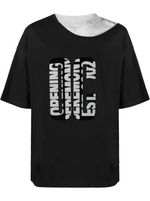 Opening Ceremony double-collar T-shirt Black YMAA009F21JER0011005