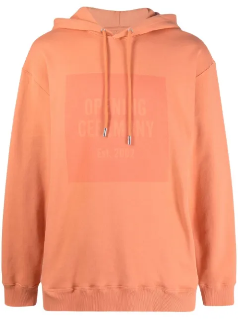 Opening Ceremony box logo print hoodie Orange YMBB007F21FLE0012020