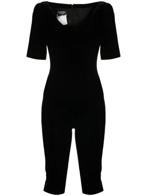 CHANEL Pre-Owned 1994 velvet knee-length playsuit Black CC1600HL