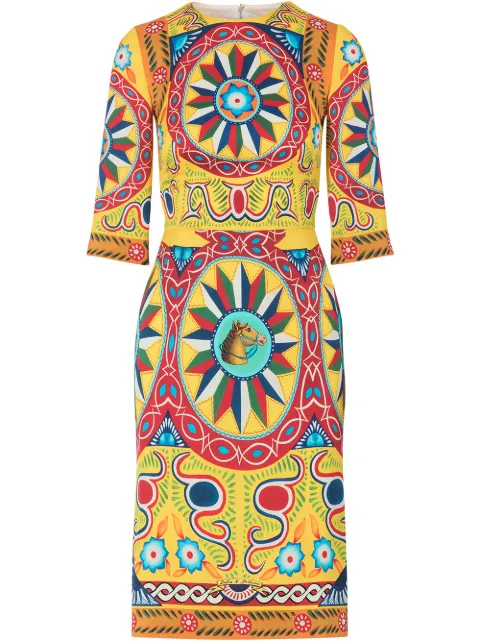 Dolce & Gabbana Carretto-print midi dress Yellow F6J8ETGDS14