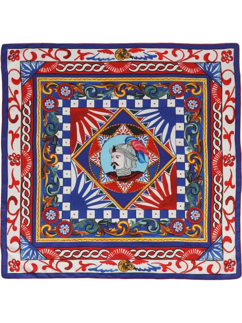 Dolce & Gabbana Carretto-print twill scarf Blue FN087RFI1T1