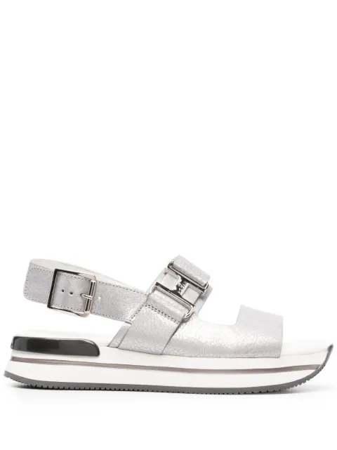 Hogan logo-buckle detail sandals Grey HXW2570DK90P7V