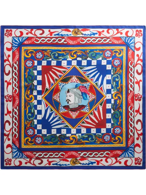 Dolce & Gabbana Carretto-print twill scarf Blue FN086RFI1T1