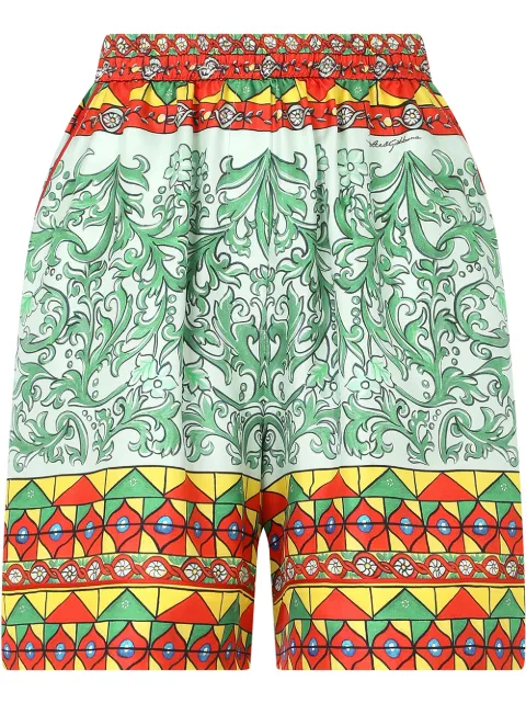 Dolce & Gabbana Carretto-print twill shorts Blue FTAM7TGDS12