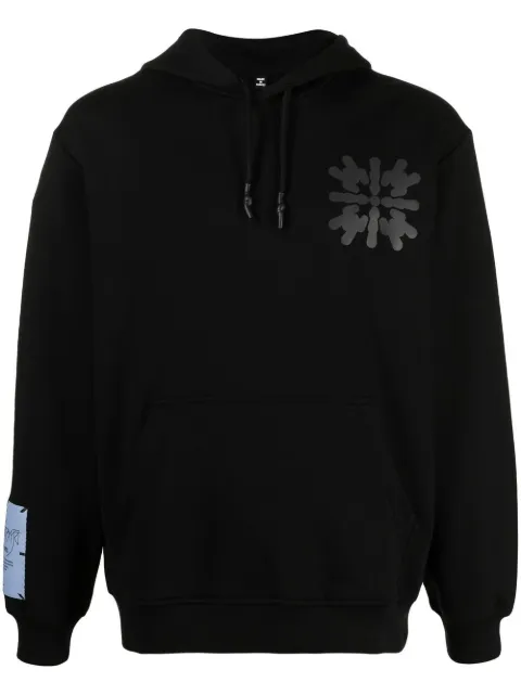 MCQ abstract-print cotton hoodie Black 624727RQT38