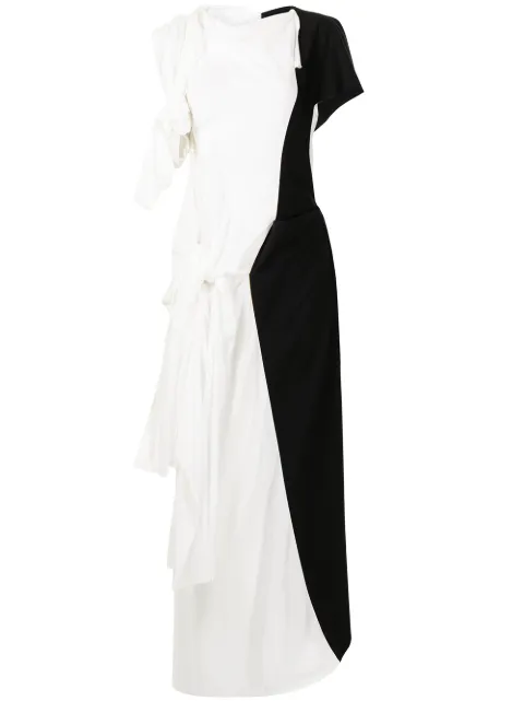 Yohji Yamamoto colour-block asymmetric dress White FDD09805