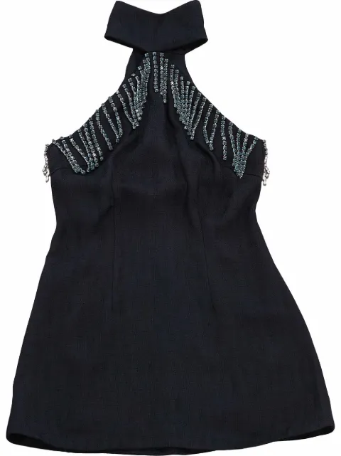 Christopher Kane crystal-trim halterneck dress Blue S21DR3784