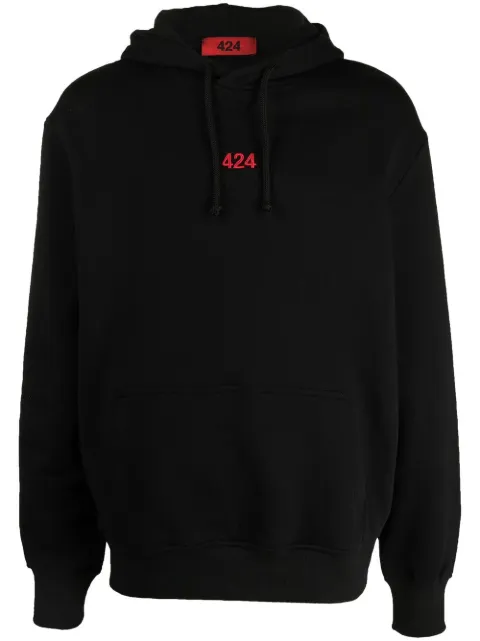 424 logo-embroidered cotton hoodie Black 30424M311R216059