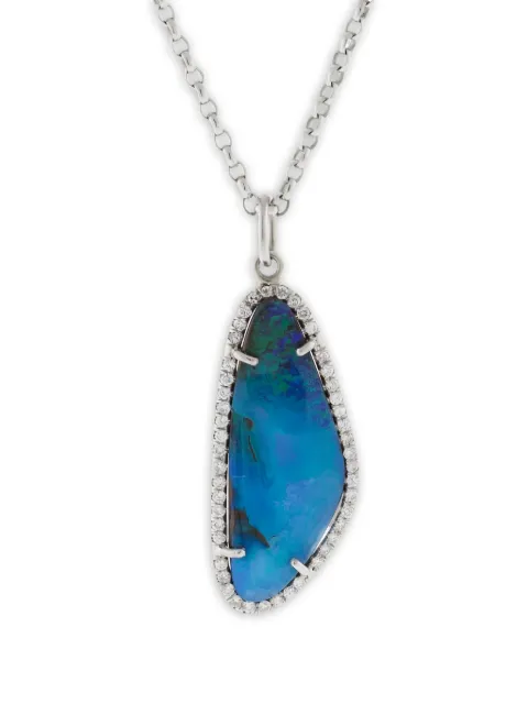 Irene Neuwirth 18k white gold Boulder opal and diiamond pendant Silver POKBO321K