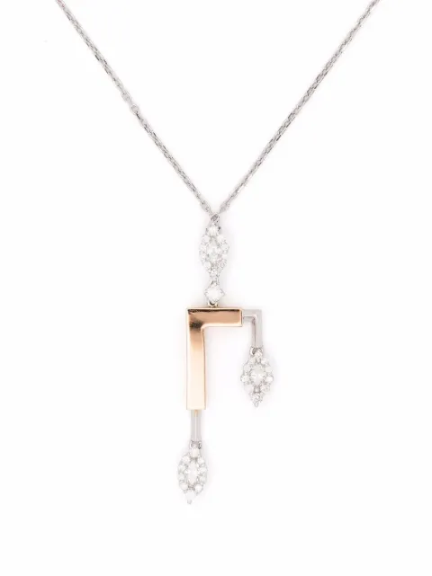 Yeprem 18kt gold diamond structured pendant necklace Silver PE12082