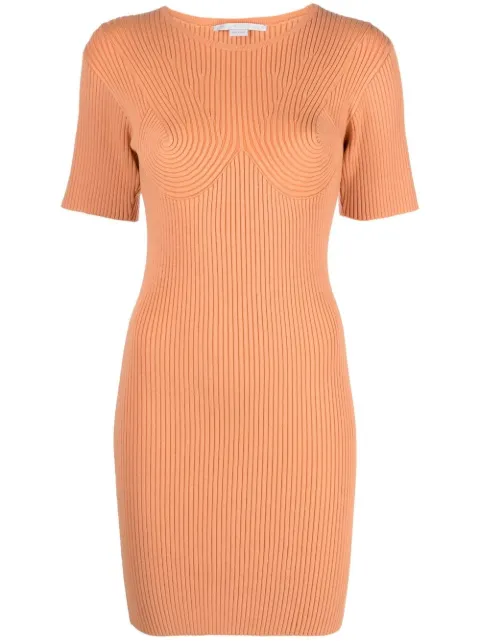 Stella McCartney rib-detail bodycon dress Orange 602962S2245