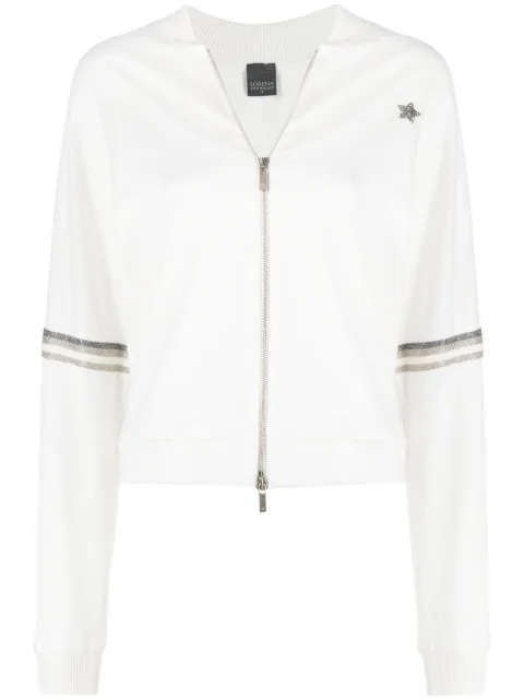 Lorena Antoniazzi side-stripe zip-up track jacket White P2141FE0033187